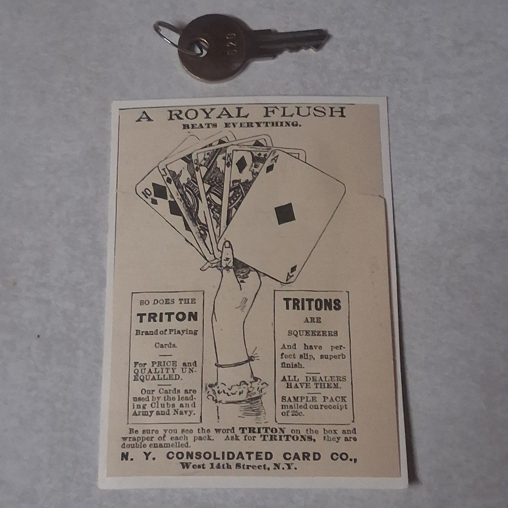 1890s Triton Playing Cards Newspaper Ad Victorian Gambling Ephemera Royal Flush